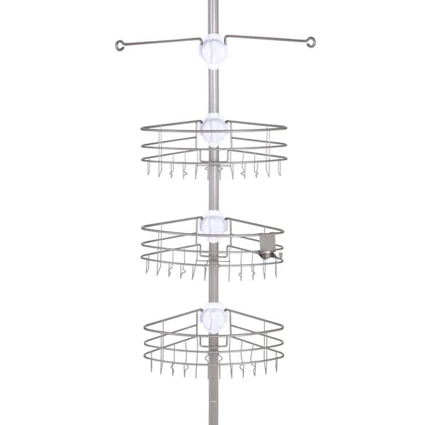 Kenney Mfg 3-Tier EasySlide Adjustable Corner Pole Caddy, Brushed Nickel KN614128 - main